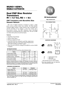 Dual PNP Bias Resistor Transistors R1 = 4.7 kΩ, R2 = ∞ kΩ