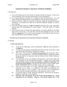 Analytical Chemistry Laboratory Notebook Guidelines