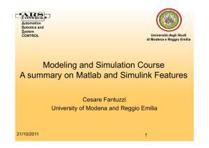 Modeling and Simulation Course A summary on Matlab and