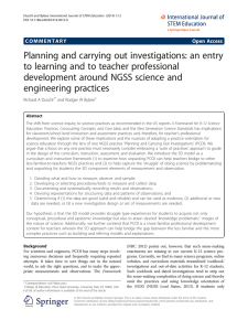 Planning and carrying out investigations: an entry to