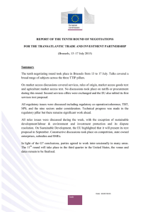 Report of the 10th TTIP negotiation round