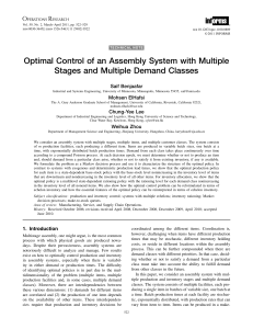 Optimal Control of an Assembly System with Multiple Stages and