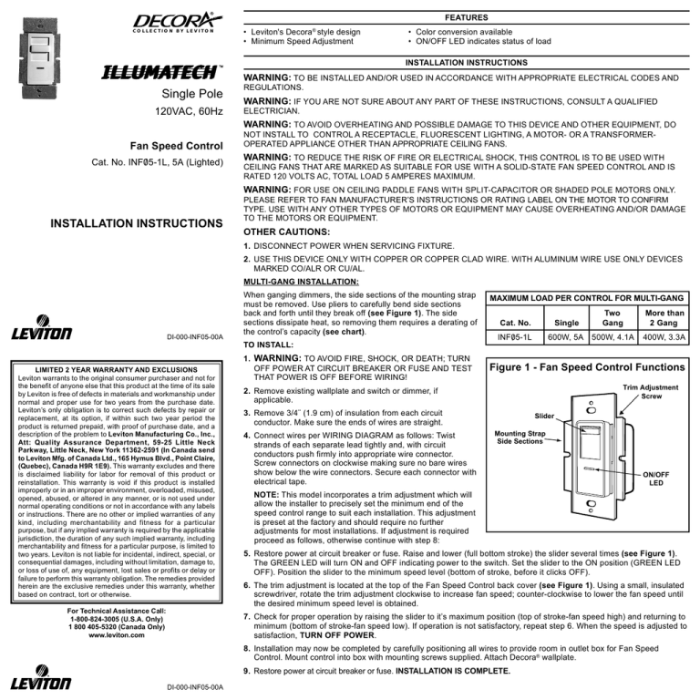 Single Pole INSTALLATION INSTRUCTIONS