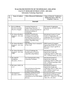 WALCHAND INSTITUTE OF TECHNOLOGY, SOLAPUR Journals