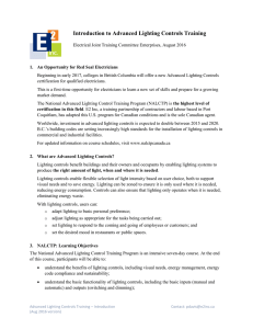 Introduction to Advanced Lighting Controls Training