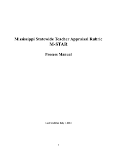 Mississippi Statewide Teacher Appraisal Rubric M-STAR