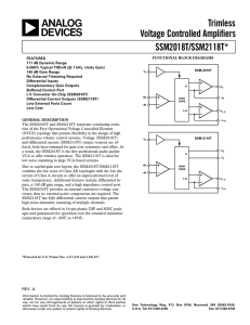 Trimless Voltage Controlled Amplifiers SSM2018T/SSM2118T*
