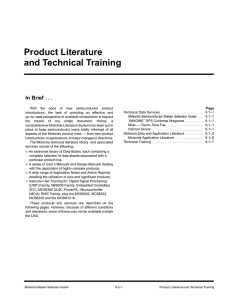 Product Literature and Technical Training