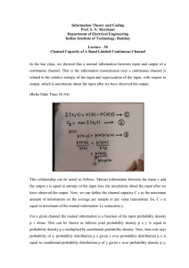 Information Theory and Coding Prof. S. N. Merchant Department of