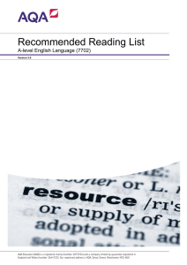 A-level English Language Recommended reading list