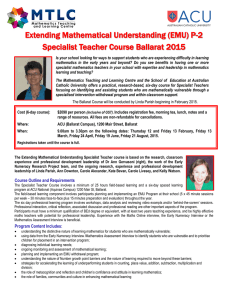 (EMU) P-2 Specialist Teacher Course Ballarat 2015