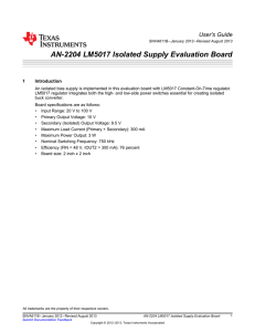AN-2204 LM5017 Isolated Supply Evaluation Board (Rev. B) PDF