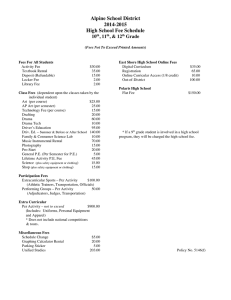 Alpine School District 2014-2015 High School Fee Schedule