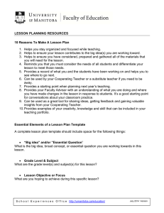 Lesson Planning Resources 2014