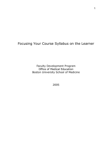 Focusing Your Course Syllabus on the Learner