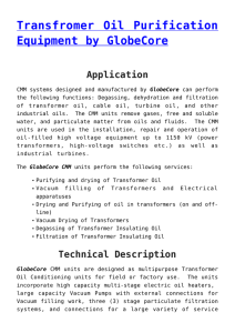 Transfromer Oil Purification Equipment by GlobeCore