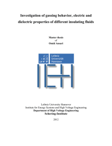 Investigation of gassing behavior, electric and dielectric properties of