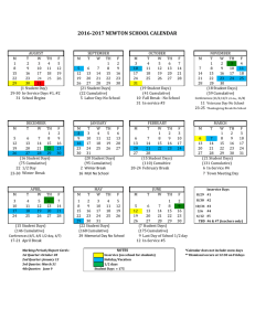 2016-17 Calendar - The Newton School