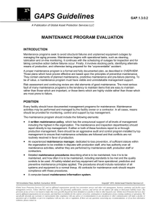 Maintenance Program Evaluation