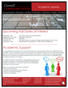 Upcoming Fall Dates of Interest Academic Support