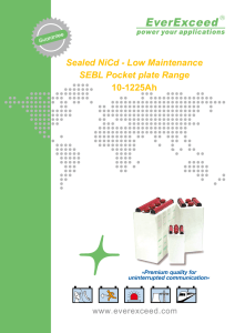 Sealed NiCd - Low Maintenance SEBL Pocket plate Range 10