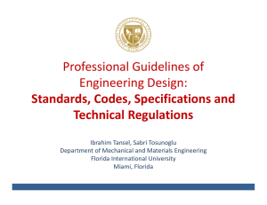 Standards, Codes, Specifications and Technical Regulations