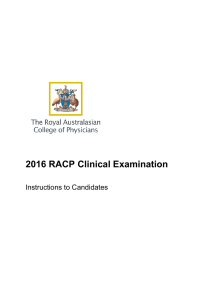 Clinical Examination Instructions to Candidates