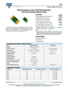 FC High Frequency (up to 20 GHz) Resistor, Thin Film Surface