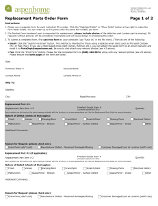 Replacement Parts Order Form Page 1 of 2