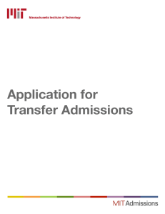 Application for Transfer Admissions