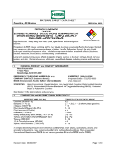 MATERIAL SAFETY DATA SHEET Gasoline, All Grades