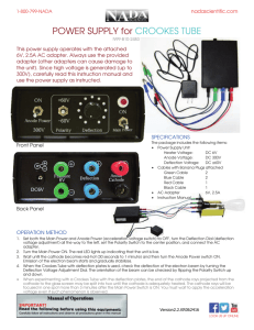 Power Supply for Crookes Tube Operation Manual