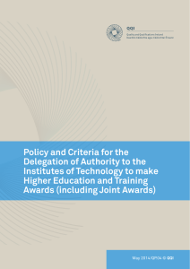 Policy and Criteria for the Delegation of Authority to the