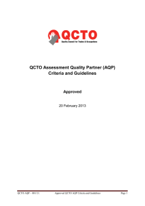 QCTO Assessment Quality Partner (AQP) Criteria and Guidelines