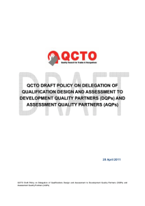 QCTO DRAFT POLICY ON DELEGATION OF