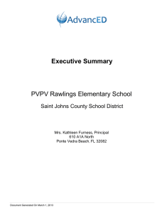 Executive Summary PVPV Rawlings Elementary School