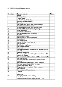 F4 ENG Specimen Exam Answers Question Correct answer Marks