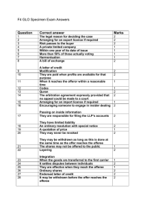 F4 GLO Specimen Exam Answers Question Correct answer Marks