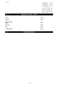 Rental Price List – 2015