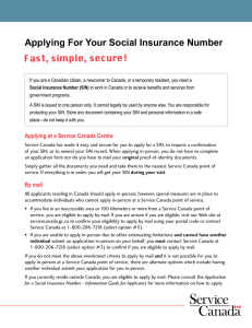 Applying For Your Social Insurance Number