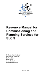 RCSLT resource manual for commissioning and planning services
