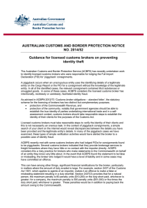 AUSTRALIAN CUSTOMS AND BORDER PROTECTION NOTICE