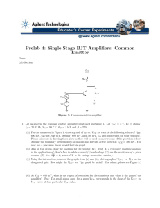 Prelab 4: Single Stage BJT Amplifiers: Common Emitter