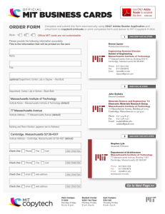 Official MIT Business Card Order Form