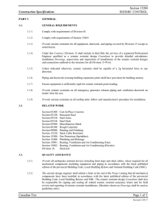 Section 15200 Construction Specifications SEISMIC