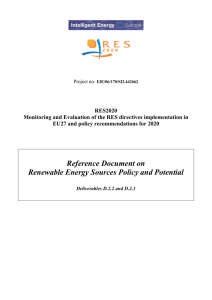 Reference Document on Renewable Energy Sources Policy and