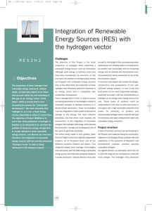 Integration of Renewable Energy Sources (RES) with the hydrogen