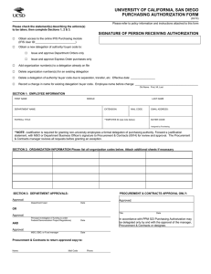 Purchasing Authorization Form - Business and Financial Services