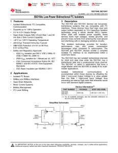ISO154x Low-Power Bidirectional I 2 C Isolators (Rev. C)