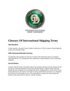 Glossary Of International Shipping Terms